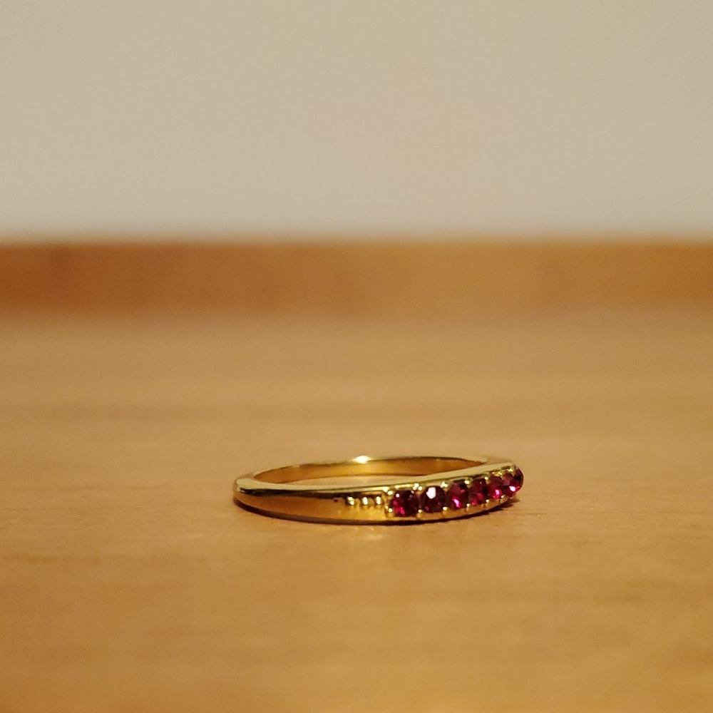 Gold-tone Ring with Red Accents Band - Picture 2 of 3